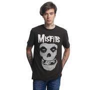 Amplified Misfits Skull Graphic Print T-Shirt Crew Neck Short Sleeve Charcoal XL
