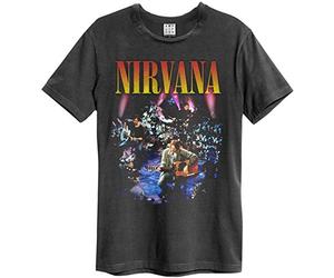 Amplified Nirvana Unisex Tee Live in New York, Char, L, Charcoal, L