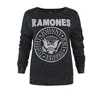 Amplified Ramones Seal Logo Women's Macrame Sweater Charcoal