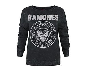 Amplified Ramones Seal Logo Women's Macrame Sweater Charcoal