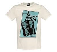 Amplified Serious Moonlight Quad David Bowie T-Shirt Unisex Crew Neck Vintage White/Blue S