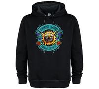 Amplified Sun Crest Sublime Black Hoodie with Contrast Detail, Relaxed Fit, Size L