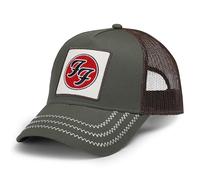 Amplified Trucker Baseball Cap with Adjustable Snapback Closure, Breathable, Foo Fighters Olive Brown, One Size