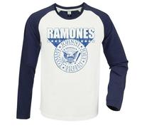 Amplified Unisex Adult 3D Crest Ramones T-Shirt (L) (Vintage White/Navy)