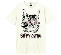 Amplified Unisex Adult Black Cat Biffy Clyro T-Shirt (L) (Vintage White)