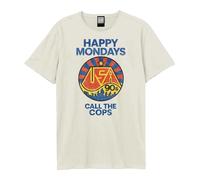 Amplified Men's Call The Cops Happy Mondays T-Shirt in Ecru | Size: 3XL Amplified Ecru 3XL