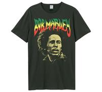 Amplified Unisex Adult Face Bob Marley T-Shirt (3XL) (Charcoal)