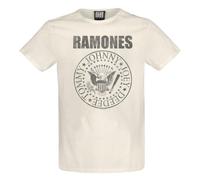 Amplified Unisex Adult Vintage Shield Ramones T-Shirt / 3XL Vintage White GD3353