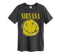 Amplified Unisex Adult Worn Out Smiley Nirvana T-Shirt (XL) (Charcoal)
