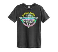 Amplified Unisex World Tour 78 Van Halen T-Shirt, Charcoal, Medium, Cotton Crew Neck