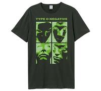 Amplified Warped Faces Type O Negative Graphic Tee Charcoal 3XL Cotton Shirt