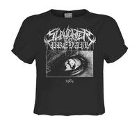 Amplified Women's 1984 Metal Logo Slaughter To Prevail Crop Top in True Black | Size: Large Amplified True Black L