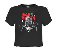 Amplified Women's 50th 2 Colour 1975 Eddie Iron Maiden Crop Top in Charcoal | Size: Large Amplified Charcoal L