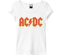 Amplified Women's ACDC Logo T-Shirt, White, Size 8 (Size:Small)