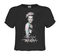 Amplified Women's Beautiful Trauma P nk Crop Top in Black | Size: 2XL Amplified Black 2XL
