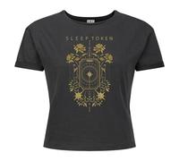 Amplified Women's Caramel Floral Sleep Token Crop Top in Charcoal | Size: Medium Amplified Charcoal M