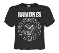 Amplified Women's Classic Seal Ramones Crop Top in Charcoal | Size: Small Amplified Charcoal S