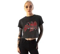 Amplified Women's Clothing Led Zeppelin Cropped Short Sleeved T-Shirt | Grey | Officially Licensed Merch | Size: Small Amplified Grey S