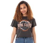 Amplified Women's Clothing Pink Floyd Cropped Short Sleeved T-Shirt | Grey | Officially Licensed Merch | Size: XL Amplified Grey XL