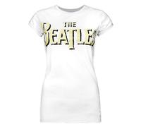 Amplified Women's Clothing The Beatles Logo Short Sleeved T-Shirt | White | Officially Licensed Merch | Size: XL Amplified White XL