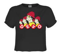 Amplified Women's Colour With Dancing Letters DEVO Crop Top in Black | Size: Medium Amplified Black M