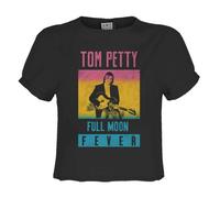 Amplified Women's Full Moon Fever Tom Petty & The Heartbreakers Crop Top in Charcoal | Size: Medium Amplified Charcoal M