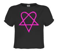 Amplified Women's Heartagram HIM Crop Top in Charcoal | Size: Medium Amplified Charcoal M