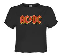 AC DC Logo Crop Top Amplified Charcoal S