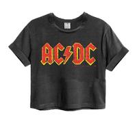 Amplified Womens/Ladies AC/DC Logo Cropped T-Shirt / XL Charcoal NS5164