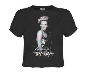 Amplified Womens/Ladies Beautiful Trauma Pnk Crop Top GD4185