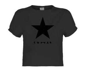 Amplified Womens/Ladies Black Star David Bowie Crop T-Shirt GD2214