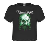 Amplified Womens/Ladies Glitched Skull Cypress Hill Crop Top (S) (Charcoal)