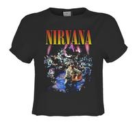 Amplified Womens/Ladies Live In Ny Nirvana Crop Top (S) (Charcoal)