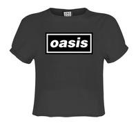 (M, Charcoal) Amplified Womens/Ladies Oasis Logo Crop Top