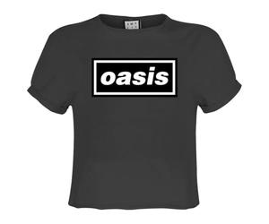 Amplified Womens/Ladies Oasis Logo Crop Top (L) (Charcoal)