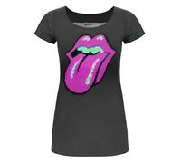 Amplified Womens/Ladies Pixel Lick The Rolling Stones T-ShirS Charcoal NS5586