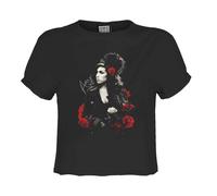Amplified Women's Poses With Roses Amy Winehouse Crop T-Shirt in True Black | Size: Large Amplified True Black L
