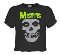 Amplified Womens/Ladies Skull Misfits Neon Crop T-Shirt GD2194