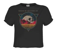 Amplified Womens/Ladies Skull Planet Queens Of The Stone Age Crop Top (S) (Charcoal)