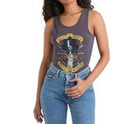 Amplified Womens/Ladies Top Hat Skull Guns N Roses Bodysuit (S) (Charcoal)