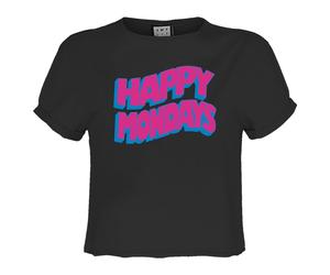 Amplified Womens/Ladies Wave Logo Happy Mondays Crop Top GD4153