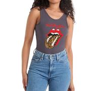Amplified Women's Leopard Tongue The Rolling Stones Bodysuit in Charcoal | Size: XL Amplified Charcoal XL