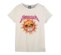 Amplified Women's Neon Sun Metallica T-Shirt in White | Size: XL Amplified White XL