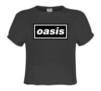 Amplified Women's Oasis Logo Crop Top in Charcoal | Size: Medium Amplified Charcoal M