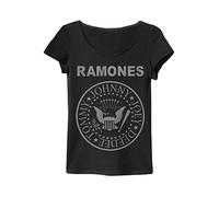 Amplified Women's Ramones Logo T-Shirt, Grey (Charcoal), Size 12 (Size:Large)