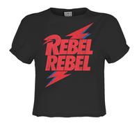 Rebel Rebel David Bowie Crop T-Shirt Amplified Charcoal S