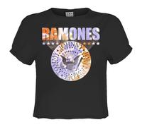 Amplified Women's Shield Ramones Tie Dye Crop Top in Charcoal | Size: Medium Amplified Charcoal M