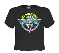 Amplified Women's World Tour 78 Van Halen Crop Top in Charcoal | Size: Large Amplified Charcoal L