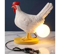 AMPlug in Chicken Egg Lamp, Funny Chicken Butt Night Light with Egg, Lifelike Rooster Lamp with Bulb, 3D Chicken Lights for Easter, Christmas, Birthdays Various Festivals Gift- White