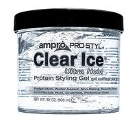 Ampro Pro Styl Clear Ice Styling Gel - Protects and Strengthens Your Strands - Non-Flaking, Alcohol Free, Vegan Formula - Flexible, Touchable Hold for All Hair Types - 32 oz